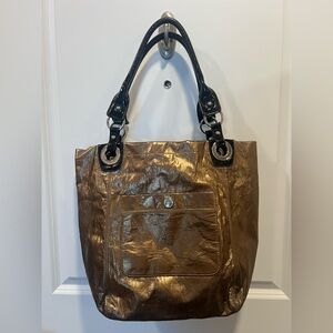 Nine West Shimmering Bronze Tote with Black Accents